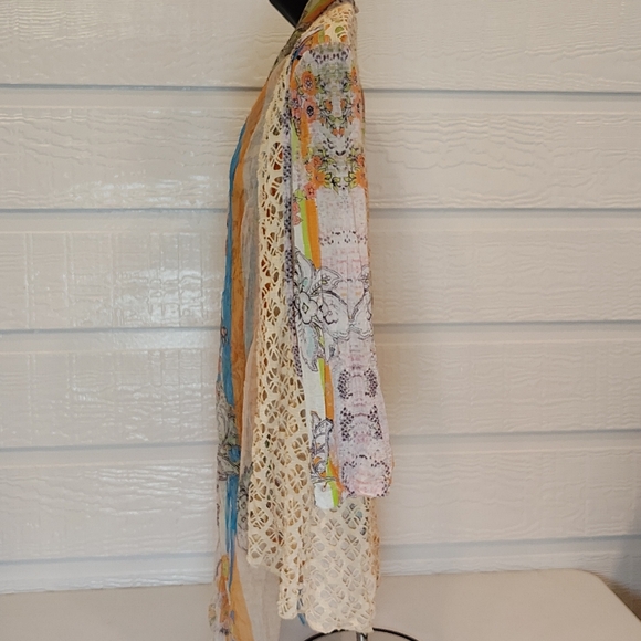 Alberto Makali Vintage Retro Style Printed Top Attached Crochet Vest MEDIUM - Picture 6 of 11